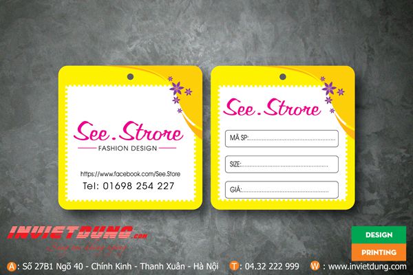 In tag giấy quần áo vuông tại Hà Nội